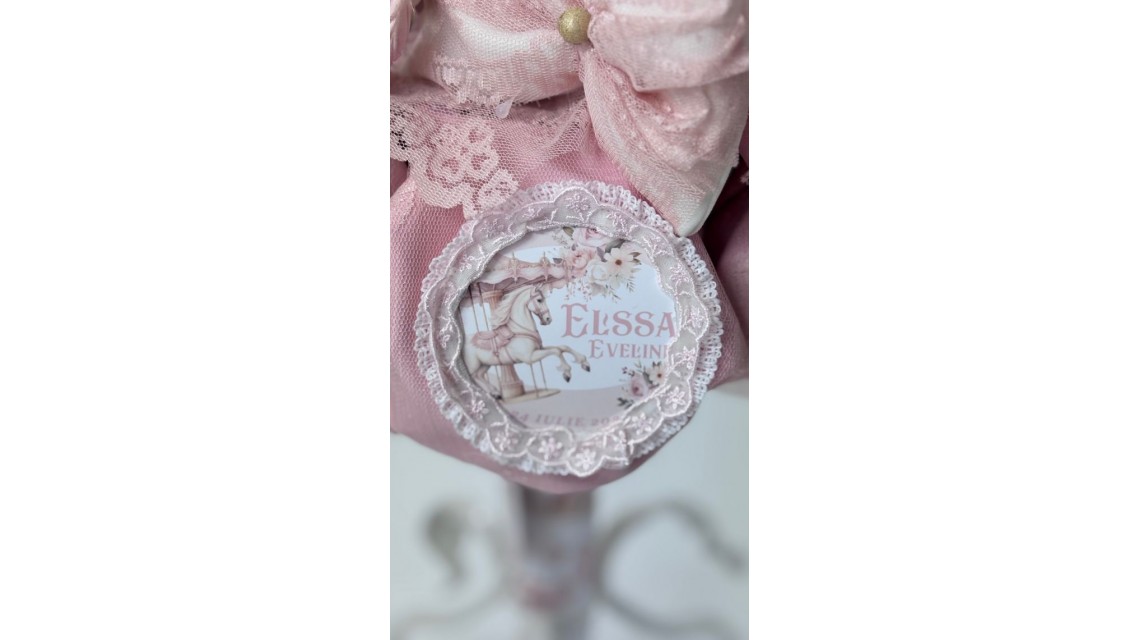 Lumanare de botez cu unicorni brodata cu migala Dusty Unicorns 9